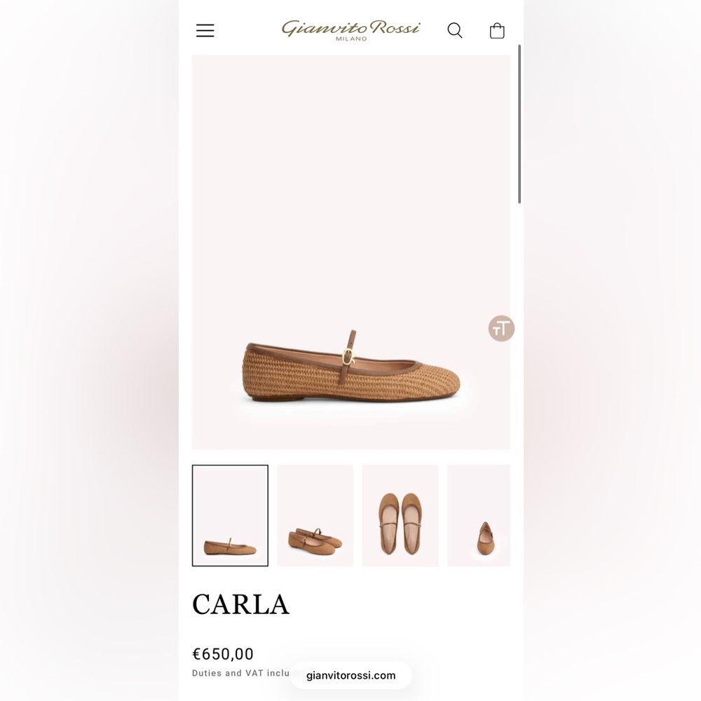 NEW NEVER WORN Gianvito Rossi “Carla” Tan Woven Mary Jane Flats 40 - Picture 2 of 2